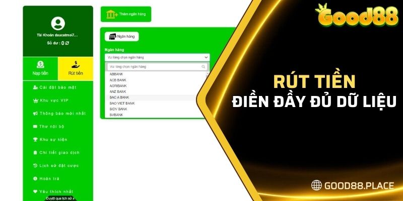 Rút Tiền - Hướng Dẫn Thực Hiện Dành Cho Người Mới 2024 5 Điền đầy đủ dữ liệu khi thực hiện rút lệnh
